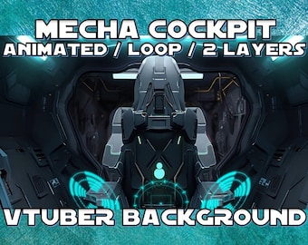VTUBER ANIMATED BACKGROUND - Mecha Cockpit  (loop, 1080p, Stream Asset)