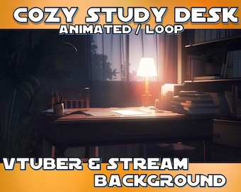 ANIMATED VTUBER BACKGROUND | Cozy Study Desk (loop, 1080p, stream overlay)