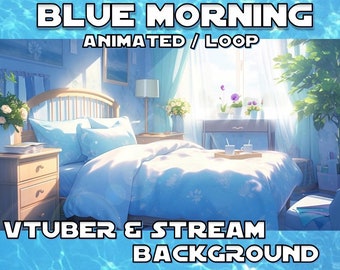 ANIMATED BACKGROUND VTUBER | Blue Morning Room (loop, 1080p, stream overlay, cozy)