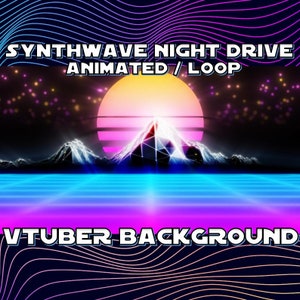 ANIMATED STREAM BACKGROUND | Synthwave Night Drive (loop, 1080p, stream overlay, vtuber, retro)