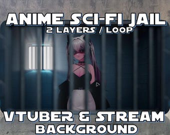 VTUBER ANIMATED BACKGROUND - Sci-Fi Anime Jail  (loop, 1080p, Stream Asset, alpha layer)