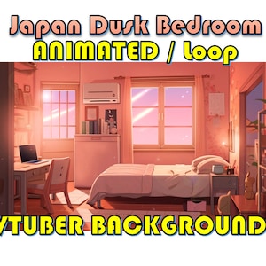 VTUBER ANIMATED BACKGROUND - Japanese Bedroom at Dusk (Loop, 1080p)