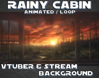 ANIMATED VTUBER BACKGROUND | Rainy Cabin in Woods (loop, 1080p, stream overlay, cozy rain)