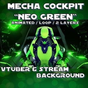 VTUBER ANIMATED BACKGROUND - Green Mecha Cockpit  (loop, 1080p, Stream Asset)