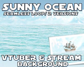 ANIMATED STREAM BACKGROUND | Sunny Ocean (loop, 1080p, stream overlay, vtuber, cozy, pirate)