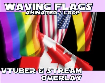 ANIMATED STREAM OVERLAY | Waving Flags (loop, 1080p, alpha, rainbow, vtuber)