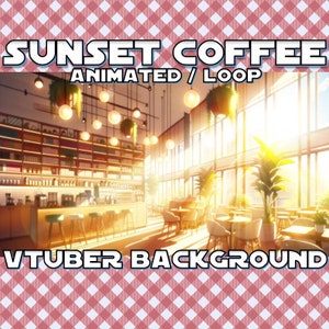 VTUBER ANIMATED BACKGROUND - Sunset Coffee (loop, 1080p,lofi,relax)