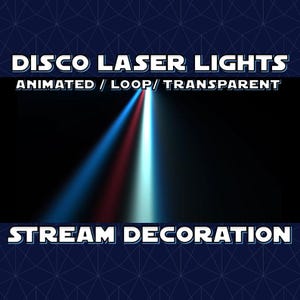 Può includere: Luci laser da discoteca animate in blu, rosso e bianco, con il testo "DISCO LASER LIGHTS ANIMATED / LOOP / TRANSPARENT STREAM DECORATION" su uno sfondo nero.