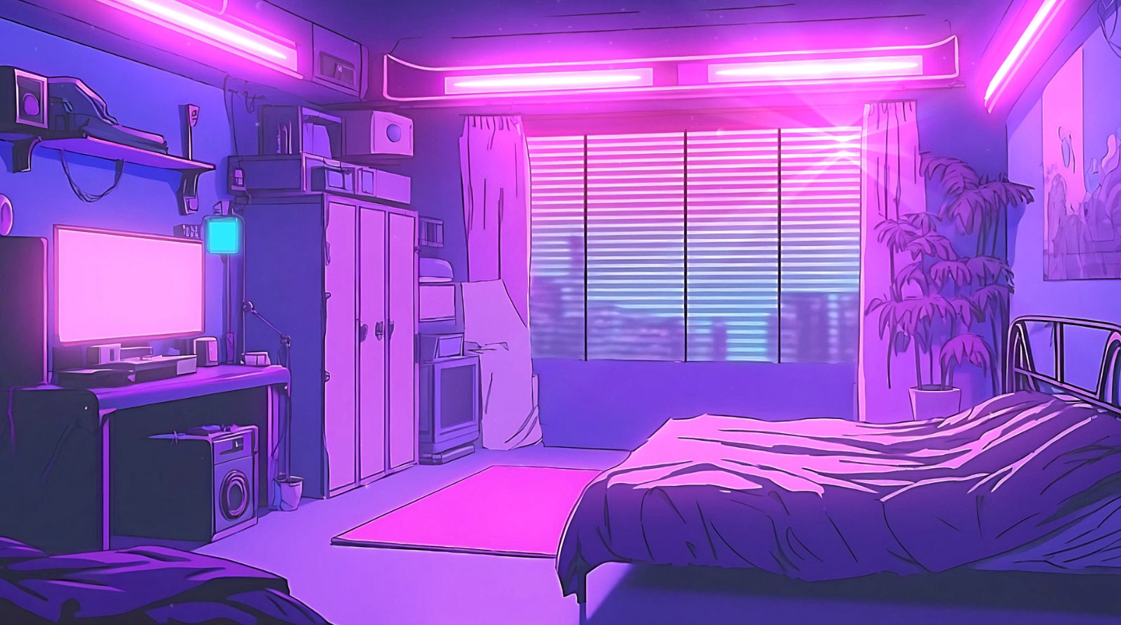 VTUBER ANIMATED BACKGROUND Lo-fi Cyberpunk Room loop, 1080p - Etsy