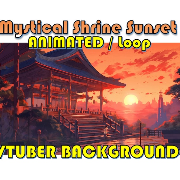 VTUBER ANIMATED BACKGROUND - Mystical Shrine Sunset (loop, 1080p)