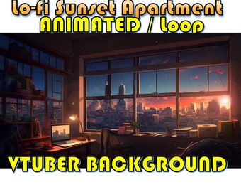 VTUBER ANIMATED BACKGROUND - Lo-Fi Sunset Apartment (loop, 1080p)