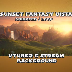ANIMATED STREAM BACKGROUND | Sunset Fantasy Vista (loop, 1080p, stream overlay, vtuber, jrpg style)