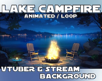 ANIMATED STREAM BACKGROUND | Lake Campfire (loop, 1080p, stream overlay, vtuber)
