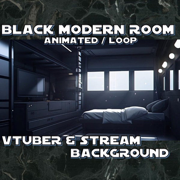 ANIMATED BACKGROUND VTUBER and Streamer | Black Modern Room (loop, 1080p, stream overlay)