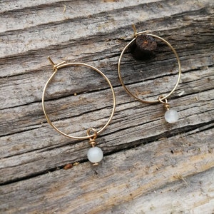 Hoop earrings "Moonstone white"