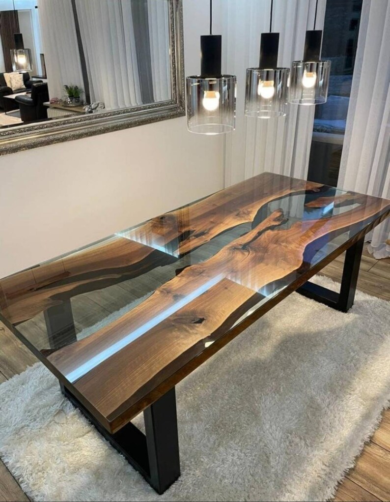 Epoxy Table, Custom Dining Table, Resin Dining Room Table, Live Edge