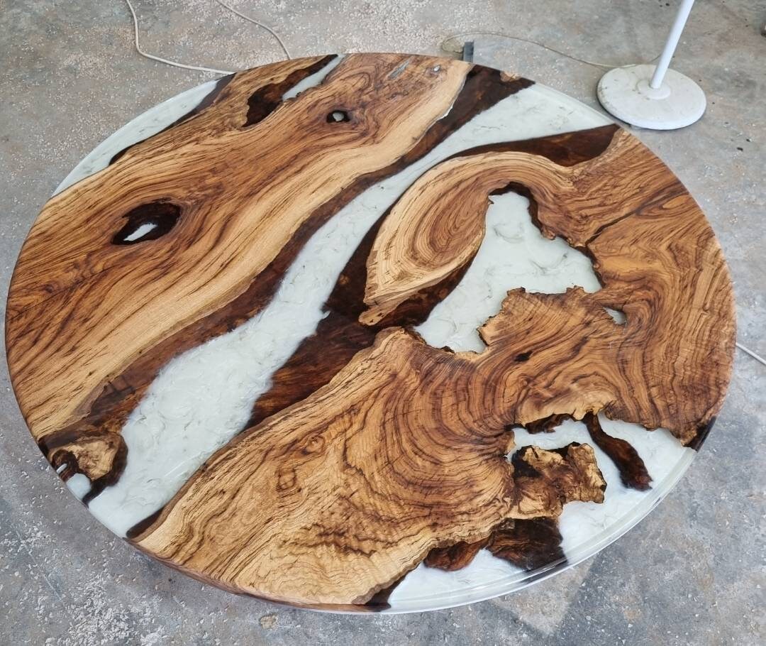 White Epoxy Resin Table Top Center Table Dining Table Etsy