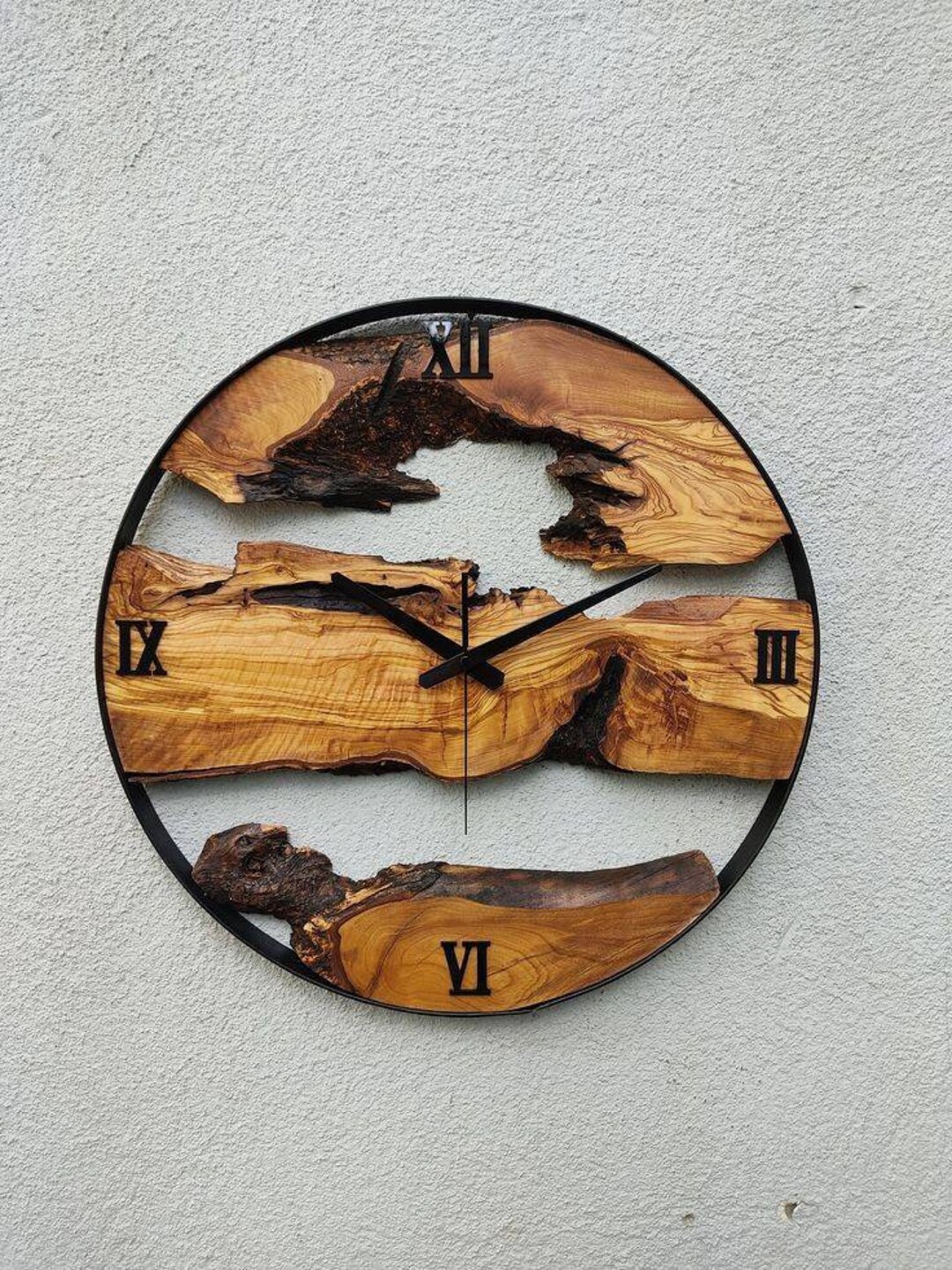 Solid Wood Wall Clock / Wooden Clock/ Black Clock Etsy