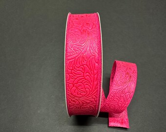 1.5" X 50Yd Wired Ribbon-Embossed Flower Breeze Ribbon-841-09-470-Fuchsia (Hot Pink)-Wreaths-Crafts-Decor-Everyday-Waterproof