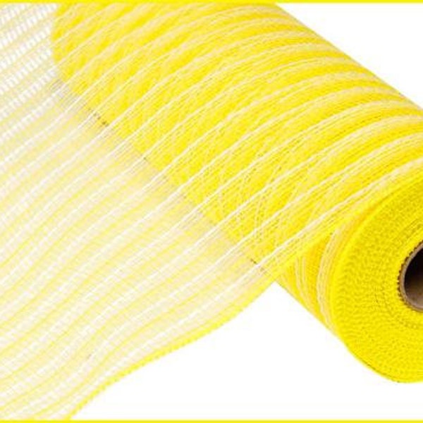 10.25" x 10yd Poly/Faux Jute Mesh-Fresh Yellow/Cream-RY830257