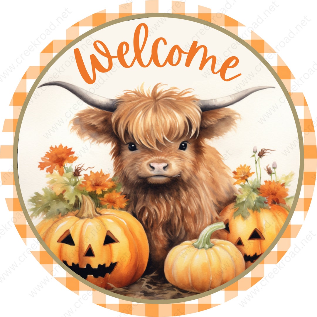 Welcome Highland Cow Halloween Pumpkins Wreath Etsy welcome-highland-cow-halloween-pumpkins-wreath-etsy