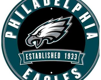 12" Diameter Philadelphia Eagles Officially Licensed Pro Football Sign-Sports-
