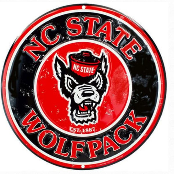 12" Diameter N.C. State Wolfpack Officially Licensed Collegiate Sign-Sports-College
