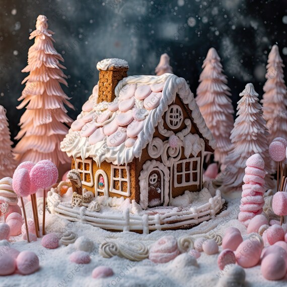 🧁MRS.CLAUS BAKERY COLLECTION | PINK CHRISTMAS 2024| 🎄TREES  Holiday Gingerbread Bakery Wall and Shelf Decor Set - Pink & Cream display picture 1