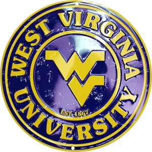 12" Diameter West Virginia University Mountaineers Officially Licensed Collegiate Sign-Sports-College