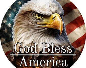 God Bless America Patriotic Eagle Wreath Sign-Sublimation-Attachment-Decor