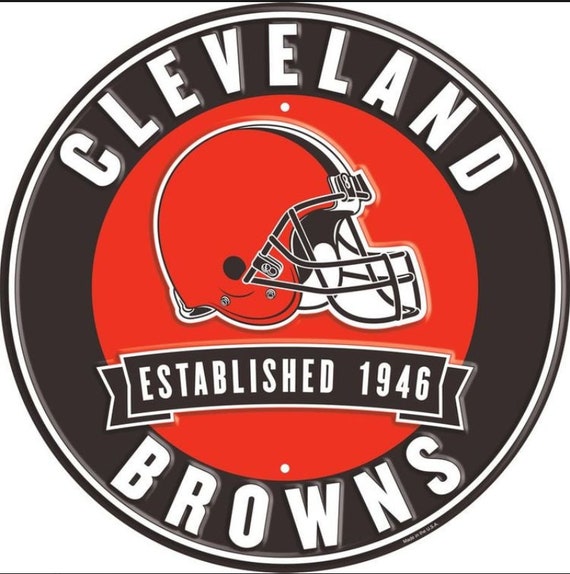 Cleveland Browns professional american football club, silhouette of NFL  trophy, logo of the club in background Stock Photo - Alamy