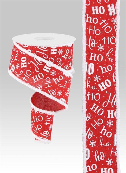 2.5 Ho Ho Ho Metallic Ribbon: Red & White (10 Yards) [RGA197024] 