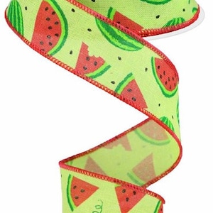 1.5&quot; X 10Yd Wired Ribbon- Watermelon Slices On Royal Ribbon-RG0199109-Brt Grn/Red Pink/Grn/Blk-Wreaths-Crafts