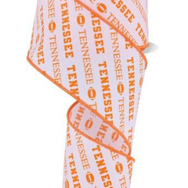 2.5" X 10Yd Wired Ribbon-Tennessee Diagonal Pattern-RGF1128-Sports-Team-Football