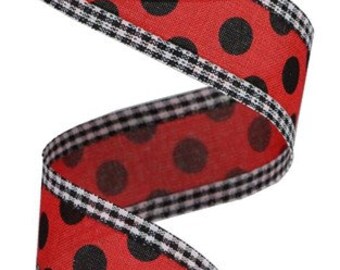 1.5" X 10Yd Wired Ribbon-Medium Polka Dot/Royal-RG0804924-Wreaths-Crafts-Decor-Valentines