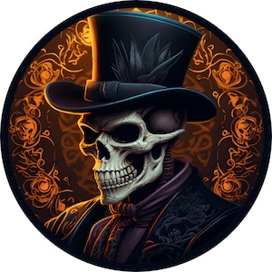 Steampunk Skeleton Wreath Sign-halloween-sublimation-decor-creek Road ...