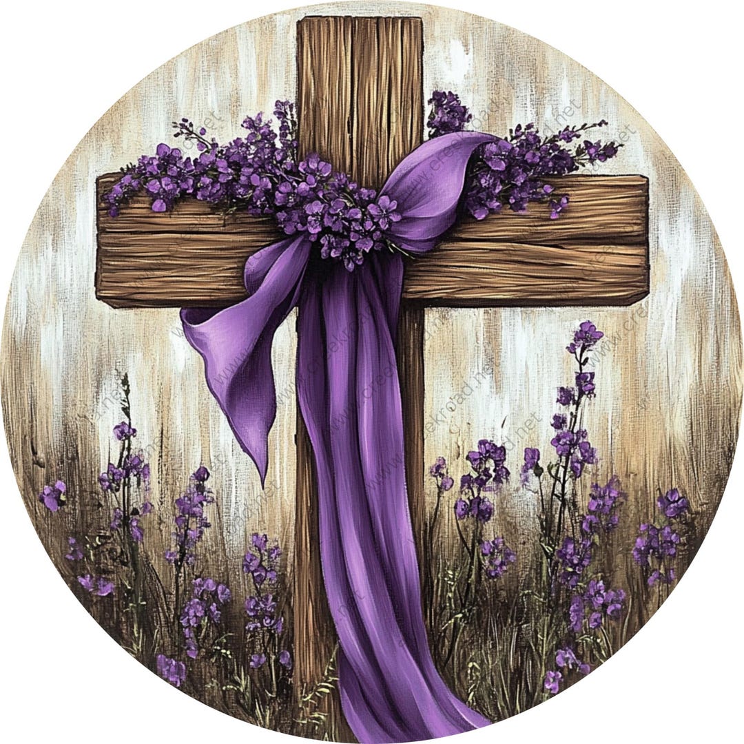 Easter Cross Purple Sash Sublimated Wreath Sign - Etsy