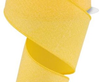 2.5" X 10Yd Wired Ribbon-Crystal Shine-Yellow-RGE199529-Wreaths-Crafts-Decor-Seasonal