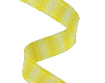 7/8" X 10Yd Wired Ribbon-Yellow Two-Tone W/Fuzzy Edge-RN586429-Wreaths-Crafts-Ribbon-Everyday