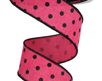 1.5" X 10Yd Wired Ribbon-Pink Small Polka Dot-RGE174511-Everyday