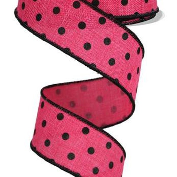 1.5" X 10Yd Wired Ribbon-Pink Small Polka Dot-RGE174511-Everyday