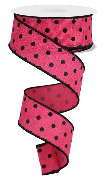 2.5X10yd Large Multi Dots, polka dots ribbon, pink and white