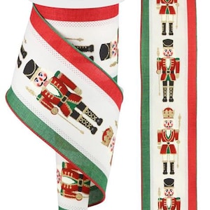 4" X 10Yd Wired Ribbon-3-In-1 Nutcracker/Royal Burlap-Ivory/Multi-RGA806030