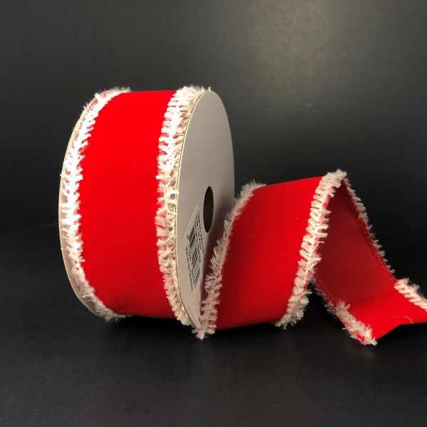 1.5" X 10Yd Wired Ribbon-Red Velvet Snow Edge-X921709-12-Christmas