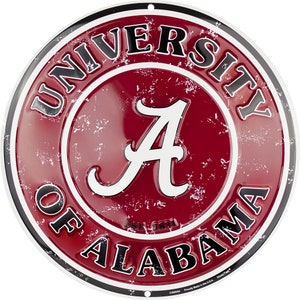 Enseigne universitaire Crimson Tide de 12 po de diamètre sous licence officielle de l'Université de l'Alabama - Sports College