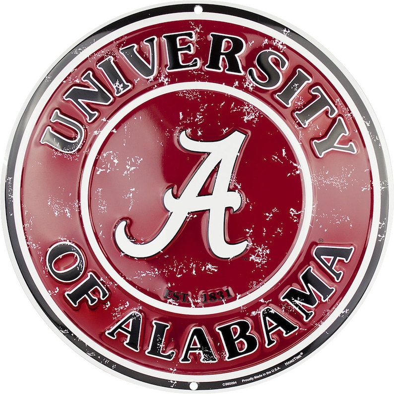 12 Diameter University of Alabama Crimson Tide Officially Licensed Collegiate Sign-Sports-College afbeelding 1