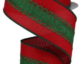 2.5" X 10Yd Wired Ribbon-Royal Lace On Cross Royal-RG081054N-Christmas