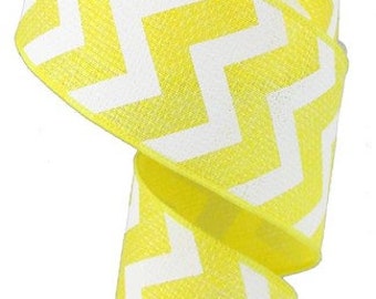 2.5" X 10Yd Wired-Wide Chevron/Cross Royal-Yellow/White-RG1028X7-Ribbon-Everday