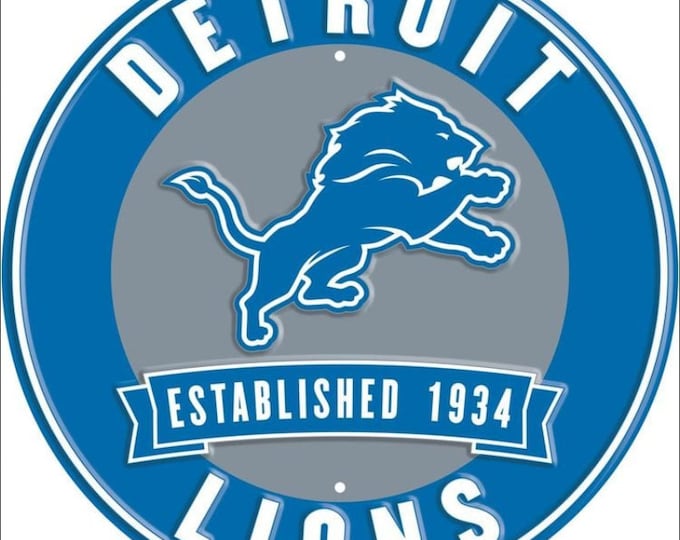 Detroit Lions Wood Sign Football And Dog 6 By 12 Inches main image 1