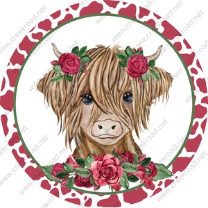 Cow Print Roses Rosie the Highland Cow With Rose Florals and Bows-spring Summer-wreath ...